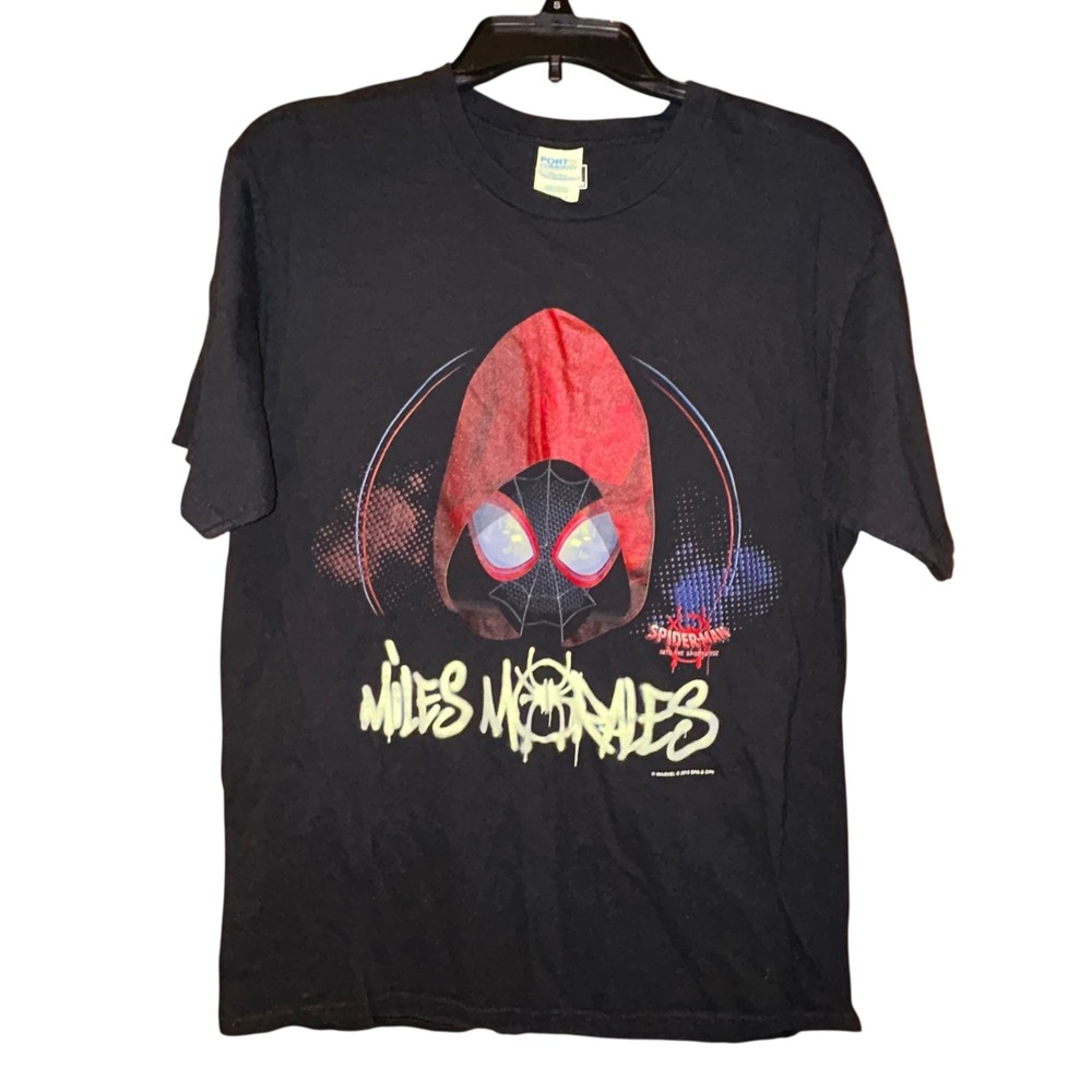 Miles Morales Spider-Man T-Shirt‎ Black Large Port & Company Marvel Fan Favorite